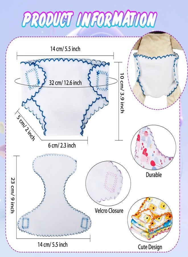 Plukeen 14 Pcs Baby Doll Diapers Reusable Doll Underwear for 12-15 inch Fits Newborn Baby Dolls Pretend Play Accessories for Boys Girls, 2 Styles - Image 2